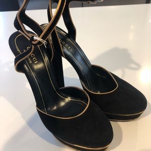 Gucci black Swede platform heels